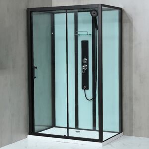 WellMall GLASS ROCKY 120x80 Černý Masážní sprchový box obdélníkový s mramorovou vaničkou