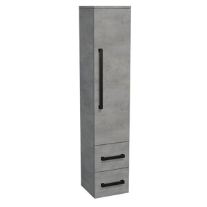 Koupelnová skříňka vysoká s černou úchytkou SAT Cube Way 35x163x33 cm beton mat CUBE3CV35BE