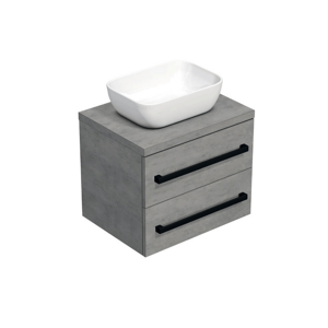 Koupelnová skříňka s černou úchytkou a krycí deskou SAT Cube Way 60x47,5x46 cm beton mat CUBE46C1603BE45