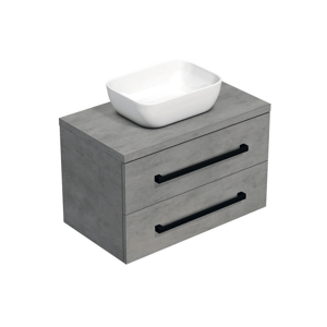 Koupelnová skříňka s černou úchytkou a krycí deskou SAT Cube Way 80x71x46 cm beton mat CUBE46C803BE45