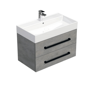 Koupelnová skříňka s černou úchytkou a umyvadlem SAT Cube Way 80x71x46 cm beton mat CUBE46C803BESAT