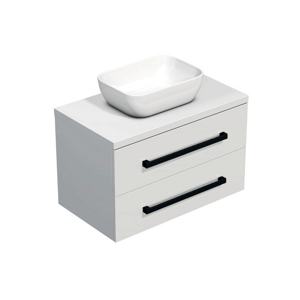 Koupelnová skříňka s černou úchytkou a krycí deskou SAT Cube Way 80x71x46 cm bílá lesk CUBE46C803BI45